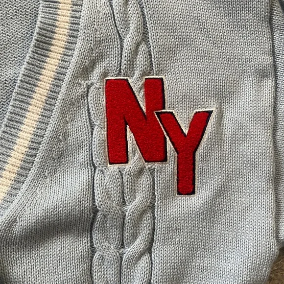 H&M size Large Light Blue Cardigan with Red NY Patch with tag - Picture 5 of 12